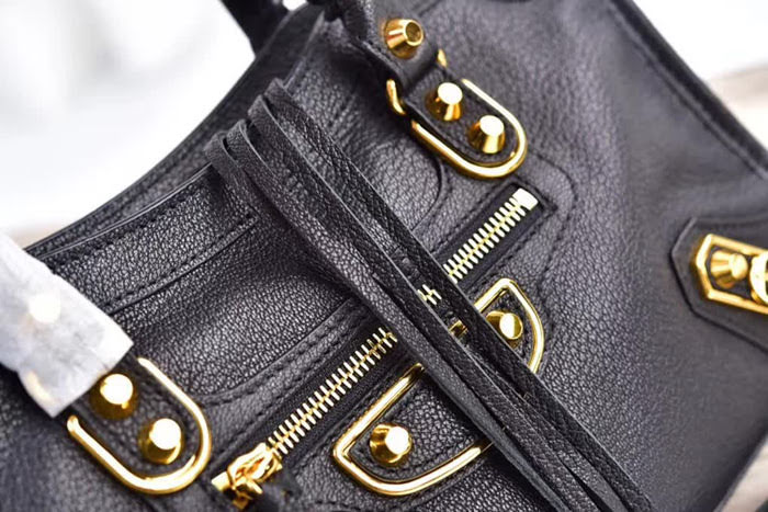 BALENCIAG巴黎世家 中號機車包 黑色 經典款 氣質優雅 專櫃山羊皮 手提肩背斜挎包  BL1755
